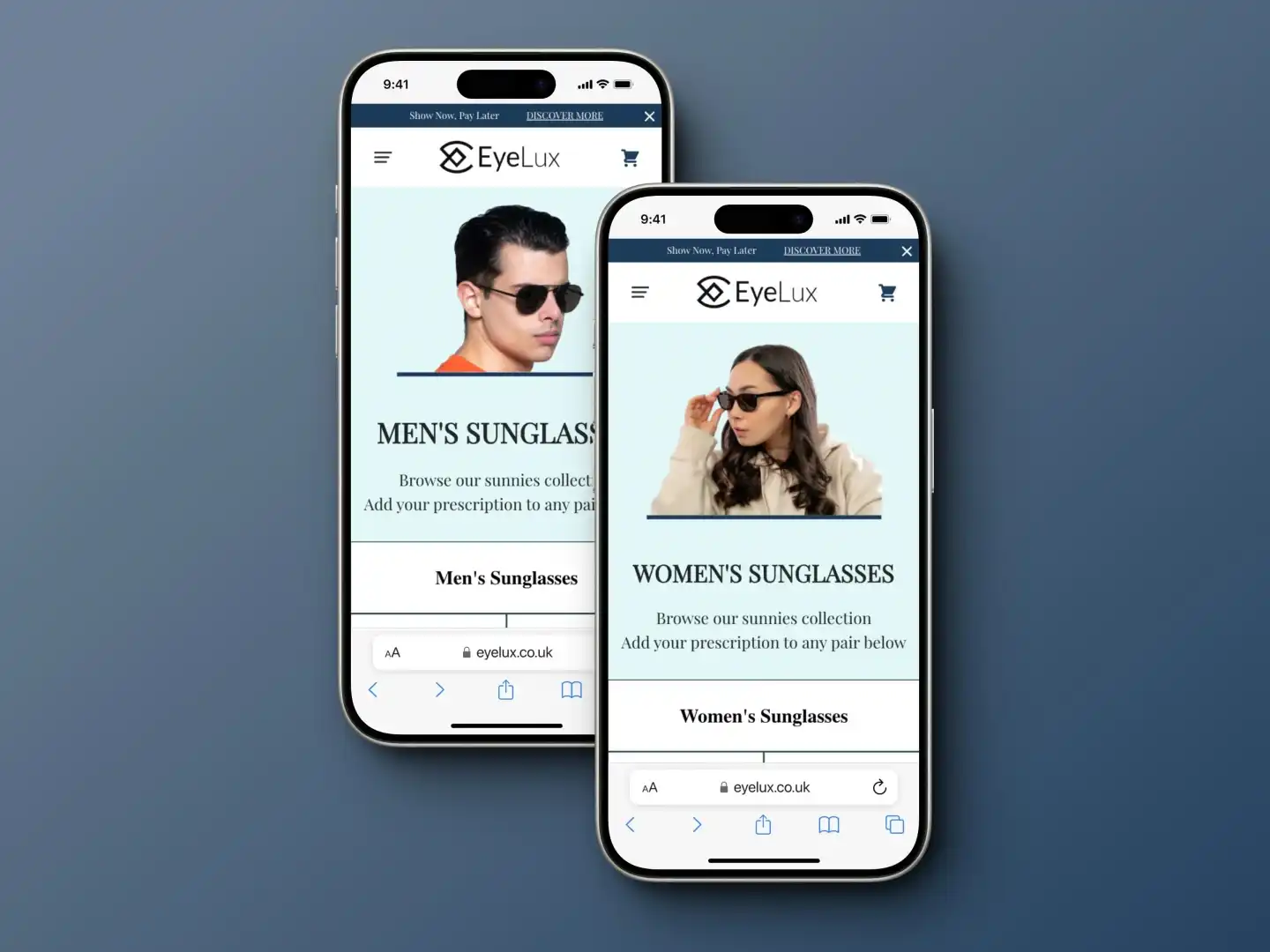 EyeLux mobile responsive e-commerce experience