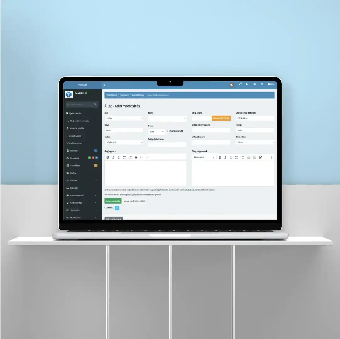 Practivet mobile responsive veterinary management view