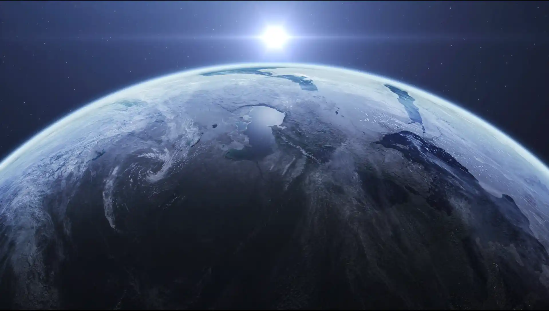 Earth viewed from space with stars in the background